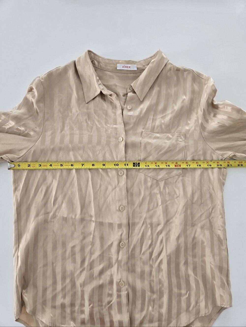 Aimer Silky Striped Pajama Set in Champagne Size Small - Picture 10 of 16